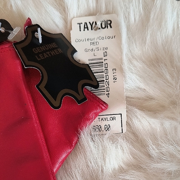 NWT Taylor Red Leather Gloves. Size Large. - Picture 3 of 5